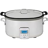 All-Clad Stainless Steel Electric Slow Cooker 7 Quart, Aluminum Insert, Programmable LCD Screen Digital Timer, SD700350, Silv