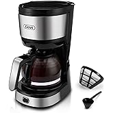 Gevi 4-Cup Coffee Maker, Small Drip Coffeemaker Compact Coffee Pot Brewer Machine with Cone Filter, Glass Carafe and Hot Plat