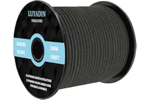 LUYADIN Paracord 240lb - Diameter 2mm Micro Utility Cord -3 Strand Parachute Spool Cord - 100ft 200ft,Paracord for Camping,Hi