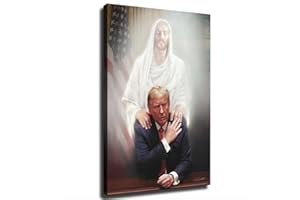 Jesus Christ and Donald Trump Poster Picture Art Print Canvas Wall Home Living Room Decor Classroom Kitchen Bedroom Aesthetic