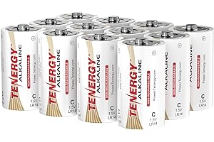 Tenergy 1.5V C Alkaline LR14 Battery, High Performance C Non-Rechargeable Batteries for Clocks, Remotes, Toys & Electronic De