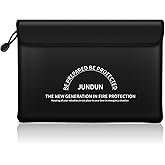 JUNDUN Fireproof Document Bag with 5200℉ Heat Insulated,14.0”x10.4” Waterproof and Fireproof Money Bag,8 Layers Thickened Fir