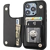 Onetop Compatible with iPhone 15 Pro Wallet Case with Card Holder, PU Leather Kickstand Card Slots Case, Double Magnetic Clas