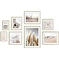 ArtbyHannah 8 Pack Gallery Wall Frame Set Neutral Wall Art Decor,Picture Frames Collage Wall Decor with Desert Pictures,Multi