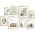 ArtbyHannah 8 Pack Modern Gallery Wall Frame Set, Gold Picture Frames Collage Wall Decor for Home Decoration, Multi-Size 11x1
