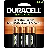 Duracell Rechargeable AA Batteries, 4 Count Pack, Double A Battery for Long-lasting Power, All-Purpose Pre-Charged Battery fo