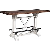 Signature Design by Ashley Valebeck Rustic Farmhouse 36" Counter Height Dining Table, Brown & White