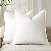 Foindtower Pack of 2, Decorative Linen Soild Throw Pillow Covers Soft Accent Cushion Case Boho Farmhouse Neutral Pillowcase f