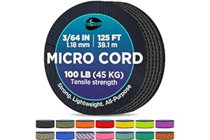 TECEUM Micro Paracord – 1.18 mm X 125 ft – Micro Utility Cord – Thin Braided Paracord Rope – Best for Crafting, DIY Projects,