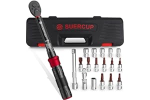 SUERCUP 1/4-Inch Drive Click Torque Wrench, 18 PCS Bike Torque Wrench Set 3-25Nm, Dual-Direction Adjustable 72 Tooth Click To