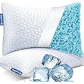 QUTOOL Cooling Pillows for Sleeping 2 Pack, Shredded Memory Foam Bed Pillows Queen Size Set of 2, Gel Pillow for Hot Sleepers