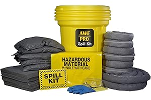 AWF PRO 30 Gallon Universal Spill Kit - 81 Pieces. Perfect for Absorbing Spills of Oils, Coolants, Solvents, & Water. Include