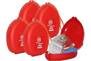 MCR Medical Pack of 5 CPR Rescue Mask, Adult/Child Pocket Resuscitators, Hard Case with Wrist Strap