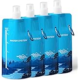 Membrane Solutions 23oz Collapsible Water Bottle for Water Filter Straw, Reusable Water Pouch with Carabiner and Measurement,