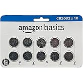 Amazon Basics 10-Pack CR2032 Lithium Coin Cell Battery, 3 Volt, Long Lasting Power, Mercury-Free