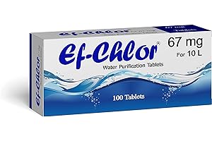 Ef-Chlor Water Purification Tablets/Drops (67 mg - 100 Tablets) - Potable Water Treatment Ideal for Emergencies, Survival, Tr