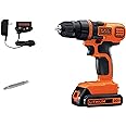 BLACK+DECKER 20V MAX Cordless Drill and Driver, 3/8 Inch, With LED Work Light, Battery and Charger Included (LDX120C)