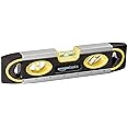 Amazon Basics 9-Inch Magnetic Torpedo Level and Ruler, 180/90/45 Degree Bubbles, Black