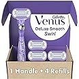 Gillette Venus Extra Smooth Swirl Women's Razor - 1 Handle + 4 Refills, Purple