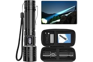 NetCan Rechargeable Flashlights High Lumens, 50000LM Super Bright LED Flashlight, Powerful Tactical Flashlight, 5 Modes Zooma