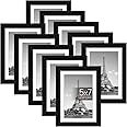 upsimples 5x7 Picture Frame Set of 10, 4x6 with Mat or 5x7 Without Mat, Multi Photo Frames Collage for Wall or Tabletop Displ