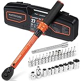 1/4 Inch Drive Click Torque Wrench, 27 PCS Bike Torque Wrench Set Double Scale (1-25Nm/8.9-221.3lb.in), 0.1Nm High Precision 