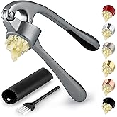 Zulay Kitchen Premium Garlic Press Set - Rust Proof & Dishwasher Safe Professional Garlic Mincer Tool - Easy-Squeeze, Easy-Cl