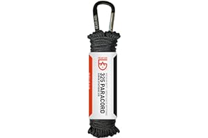 GEAR AID 325 Paracord and Carabiner, Utility Cord for Camping and Hiking, , Black, 50 ft