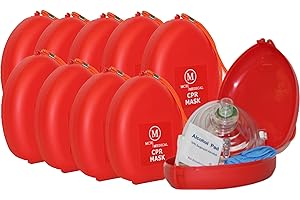 MCR Medical Pack of 10 CPR Rescue Mask, Adult/Child Pocket Resuscitator, Hard Case with Wrist Strap