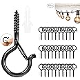 Zienlay 30 PCS Screw in Light Hooks for Outdoor String Lights, Windproof Q Hanger Hooks Safety Buckle, Eye Hooks Cup Hook for