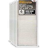 Filtrete 12x24x1 AC Furnace Air Filter, MERV 5, MPR 300, Capture Unwanted Particles, 3-Month Pleated 1-Inch Electrostatic Air