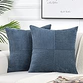 Fancy Homi 2 Packs Dusty Blue Decorative Throw Pillow Covers 18x18 Inch for Living Room Couch Bed, Farmhouse Boho Home Decor,