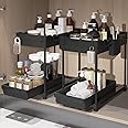 Sevenblue 2 Pack Under Sink Organizers and Storage, 2 Tier Sliding Bathroom organizer,Multi-Use Under Kitchen Cabinet Storage