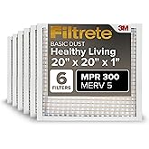 Filtrete 20x20x1 AC Furnace Air Filter, MERV 5, MPR 300, Capture Unwanted Particles, 3-Month Pleated 1-Inch Electrostatic Air