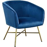 Yaheetech Accent Chair, Modern Velvet Living Room Chair with Metal Legs and Soft Padded, Comfy Side Chair for Bedroom/Office/