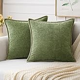 MIULEE Pack of 2 Couch Throw Pillow Covers 18x18 Inch Sage Green Farmhouse Decorative Pillow Covers with Stitched Edge Soft C