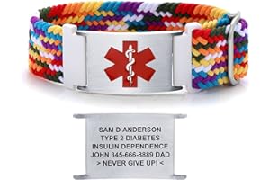 JFJEWER Medical Alert Bracelets for Women Men Girls Boys, Personalized Custom Medical ID Bracelet with Nylon braided Elastic 