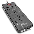 Tripp Lite TLP128TTUSBB 12 Outlet Surge Protector Power Strip, 2 USB Charging Ports, Tel/Modem/Coax Protection, 8ft Cord Righ