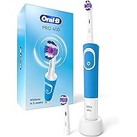 Oral B Pro 400 3D White Vitality Electric Toothbrush with (2) Brush Heads, Rechargeable, Blue