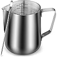 Zulay Kitchen 12 oz Milk Frothing Pitcher - Milk Frother Cup Stainless Steel Frothing Pitcher - Milk Frother Pitcher Latte Cu