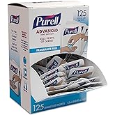 PURELL SINGLES Advanced Hand Sanitizer Gel, Fragrance Free, 125 Count Single-Use Travel-Size Packets, 9620-12-125EC