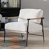 LukeAlon Mid Century Chenille Accent Chair, Ultra Soft Living Room Chair with Metal Legs Modern Armchair Upholstered Comfy Se