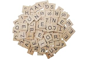 300PCS Wooden Scrabble Tiles, Scrabble Letters for Crafts, Making Alphabet Coasters and Scrabble Crossword Game.