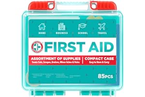 Be Smart Get Prepared 85 Piece First Aid Kit: Clean, Treat, Protect Minor Cuts, Scrapes. Home, Office, Car, School, Business,