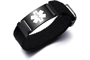 Personalized Sport Medical Alert Bracelets for Women Men - Custom Medical ID Bracelets with Free Engraving - Hook and Loop/El