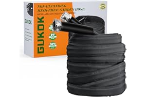 GUKOK Non-Expanding Garden Hose, Ultra Lightweight, Abrasion Resistant, Flexible, Durable, Kink-Free Garden Hose, RV, Marine 