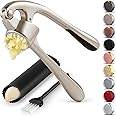 Zulay Kitchen Premium Garlic Press Set - Rust Proof & Dishwasher Safe Professional Garlic Mincer Tool - Easy-Squeeze, Easy-Cl