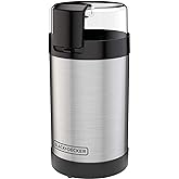 BLACK+DECKER One Touch Coffee Grinder, CBG110S,2/3 Cup Coffee Bean Capacity, Push-Button Control, Stainless Steel Blades