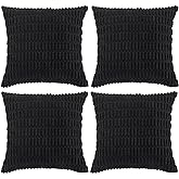 Fancy Homi 4 Packs Boho Black Decorative Throw Pillow Covers 18x18 Inch for Living Room Couch Bed Sofa, Rustic Modern Farmhou