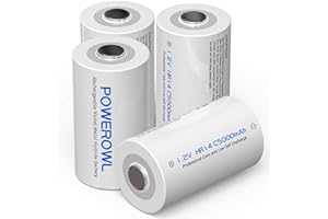 POWEROWL Rechargeable C Batteries Nickle Metal Hydride 5000mah Low Self Discharge NiMH C-Cell Battery (4 Pack)